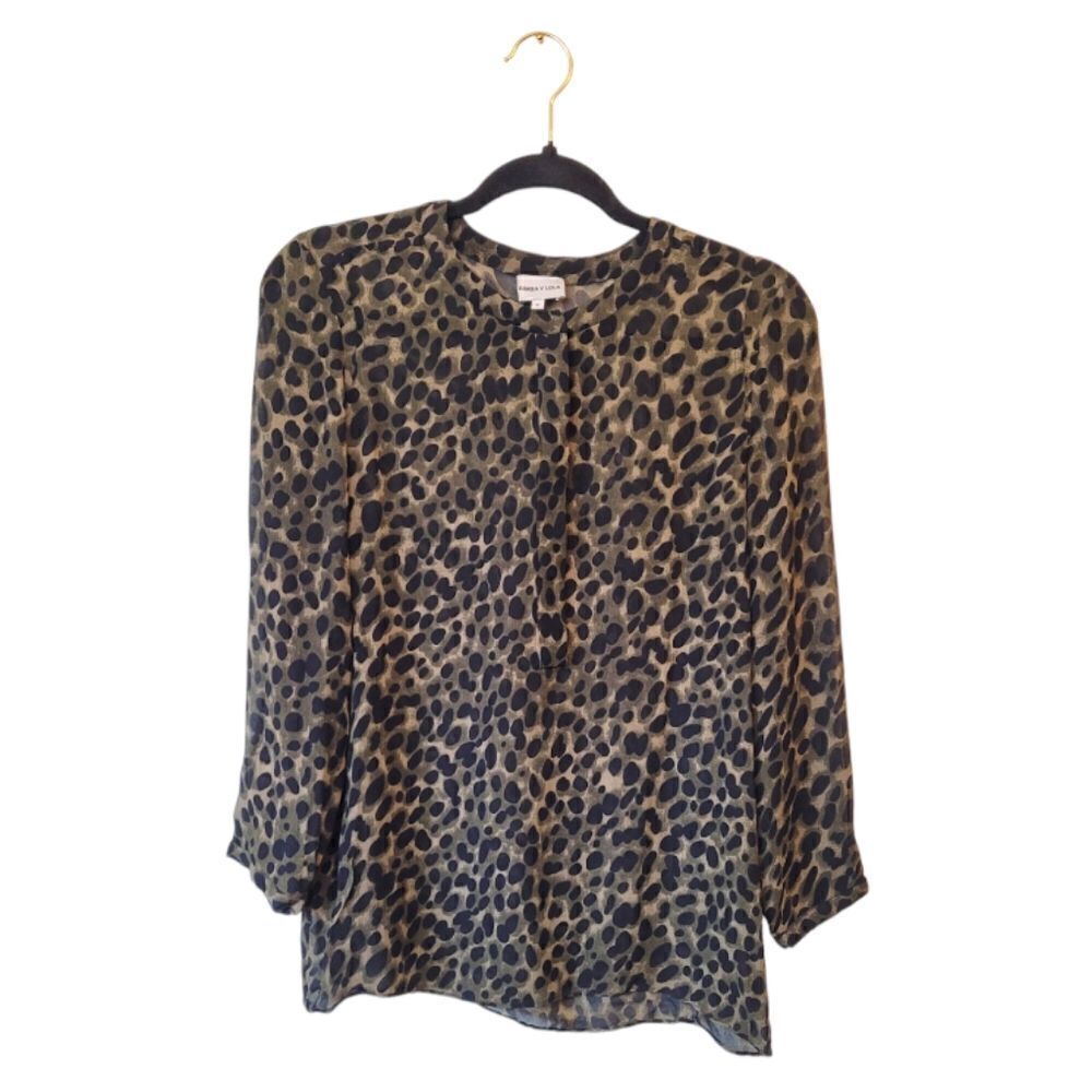 Bimba Y Lola Olive Green Leopard Print Blouse
